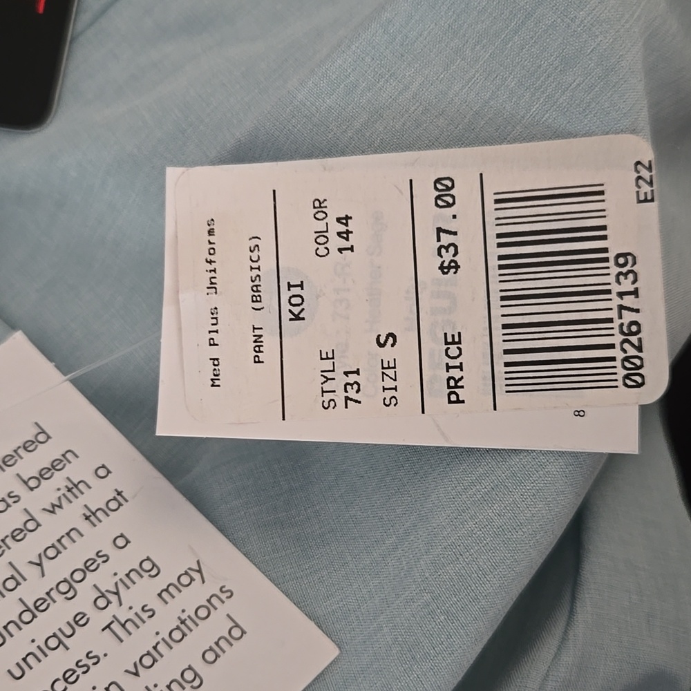 Koi Blue Heathered Scrub Pants - Picture 6 of 7